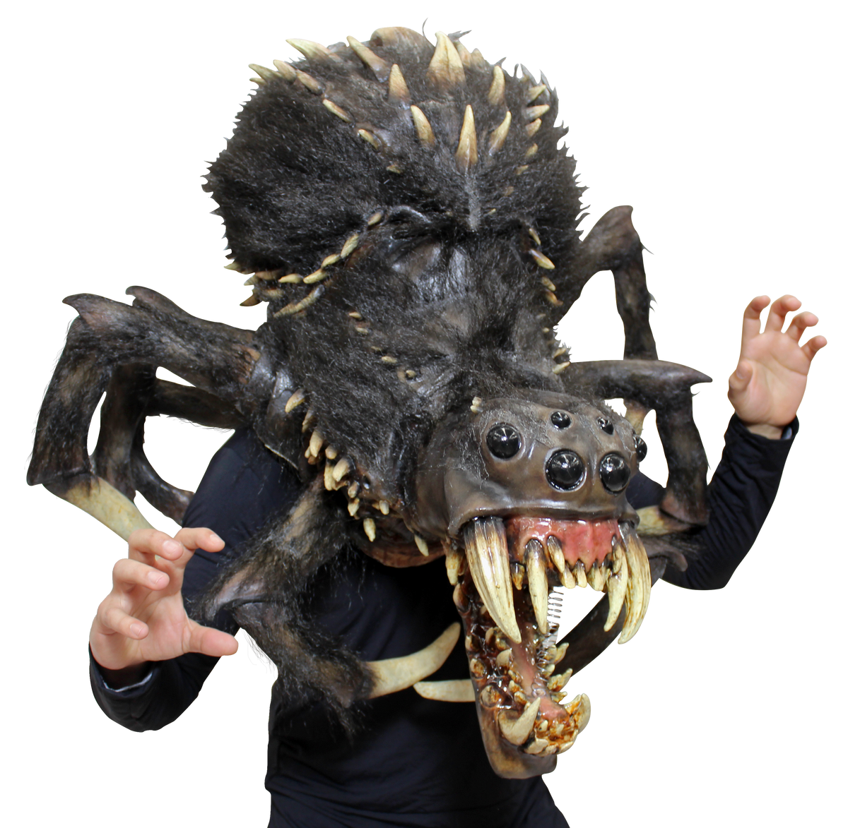 Máscara Mammoth Chomping Spider Ghoulish - Disfraz de Látex, Kanekalon, Resorte de metal para Halloween y Día de Muertos