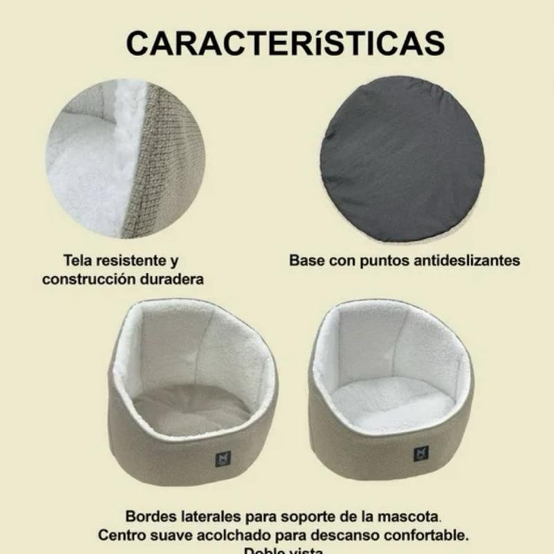 Cama para Mascota Pequeña 45 x 50 cm Color Café Ideal para perros de raza pequeña o gatos Cómoda y Duradera