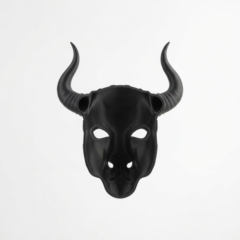 Máscara Estilo Minotauro / Toro con Cuernos y Filigranas Negras para Halloween Dia de Muertos