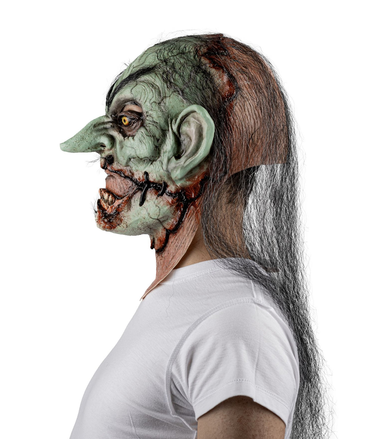 Máscara Agrietado Bruja Ghoulish - Disfraz de Látex, Kanekalon para Halloween y Día de Muertos