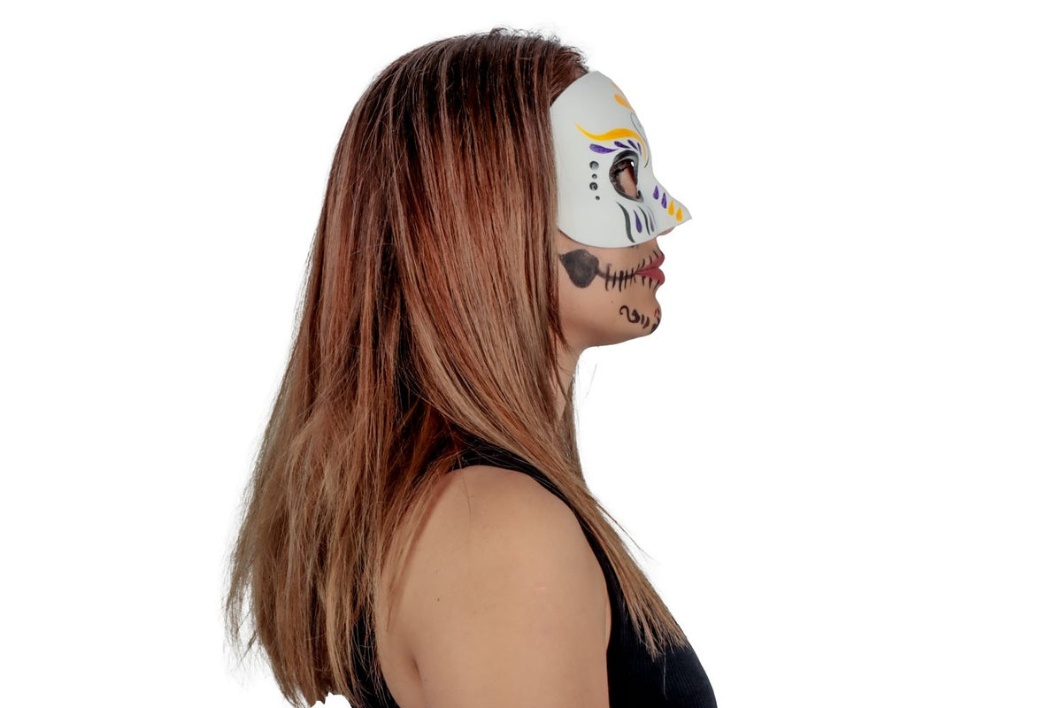 Máscara Catrina Cuitle Pege - Disfraz de Látex, 100% Poliéster para Halloween y Día de Muertos