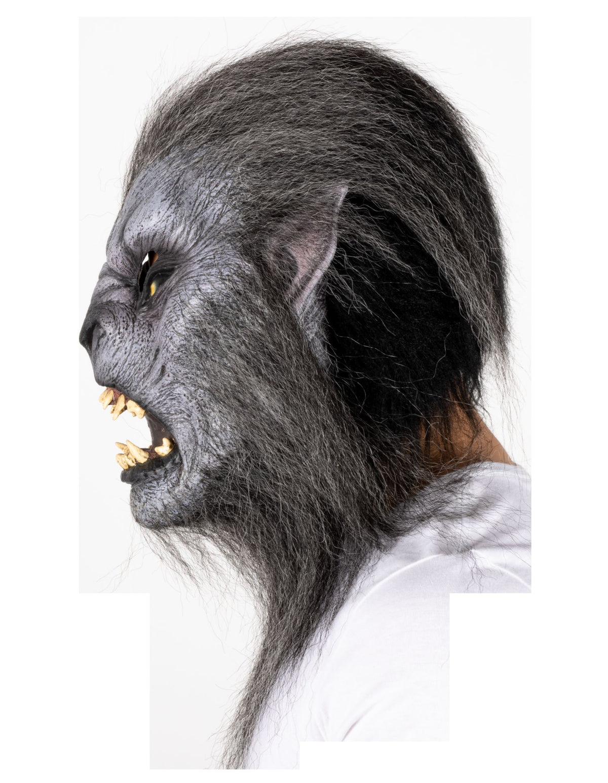 Máscara Gris Wolfman Ghoulish - Disfraz de Látex, Kanekalon para Halloween y Día de Muertos