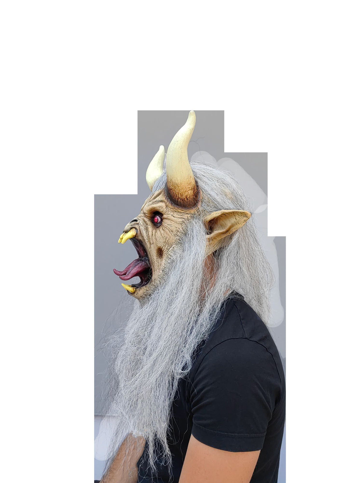 Máscara Krampus Blanco Ghoulish - Disfraz de Látex, Kanekalon para Halloween y Día de Muertos