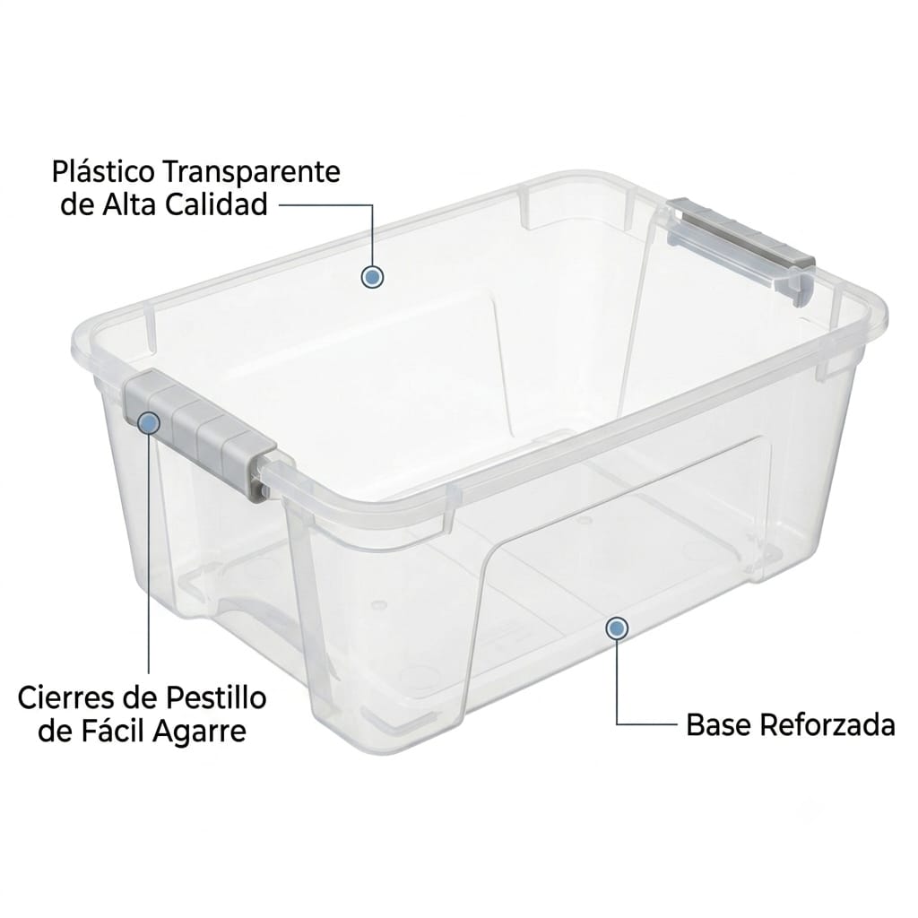 Kit Dúo Visión Total 2 Cajas 12.2L Transparentes con Broches de Seguridad Firmes para Hogar Organizado y Paz Mental