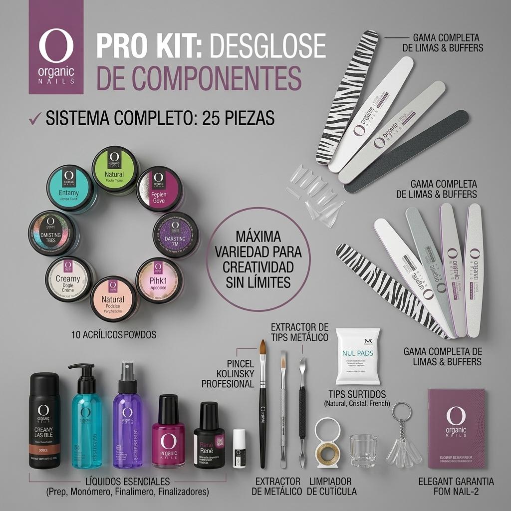 Kit Profesional para Aplicación de Uñas de Acrílico Pro Kit System Organic Nails