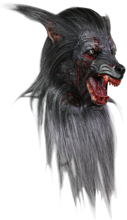 Máscara Negro Lobo Ghoulish - Disfraz de Látex, Kanekalon para Halloween y Día de Muertos