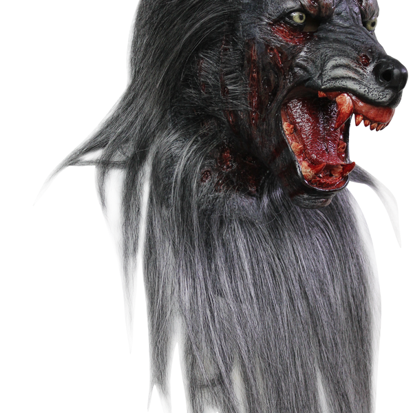 Máscara Negro Lobo Ghoulish - Disfraz de Látex, Kanekalon para Halloween y Día de Muertos