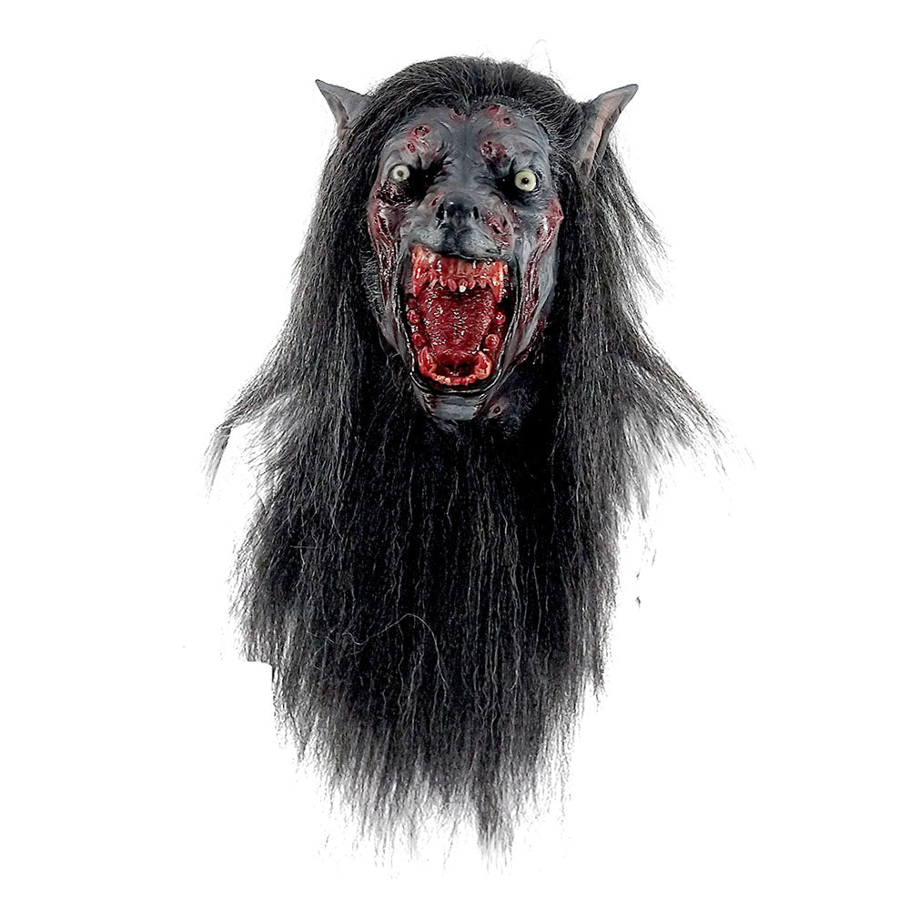 Máscara Negro Lobo Ghoulish - Disfraz de Látex, Kanekalon para Halloween y Día de Muertos