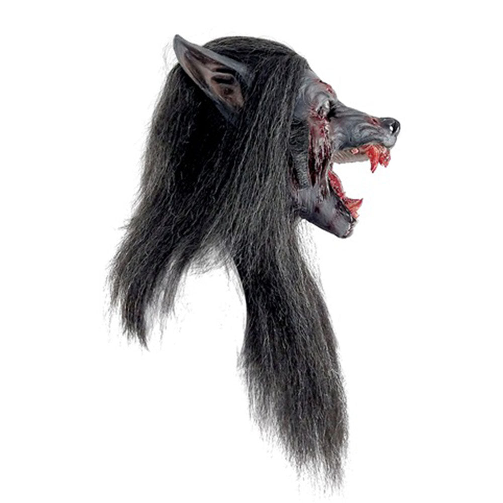 Máscara Negro Lobo Ghoulish - Disfraz de Látex, Kanekalon para Halloween y Día de Muertos