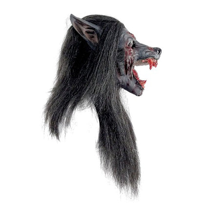 Máscara Negro Lobo Ghoulish - Disfraz de Látex, Kanekalon para Halloween y Día de Muertos