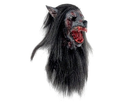 Máscara Negro Lobo Ghoulish - Disfraz de Látex, Kanekalon para Halloween y Día de Muertos