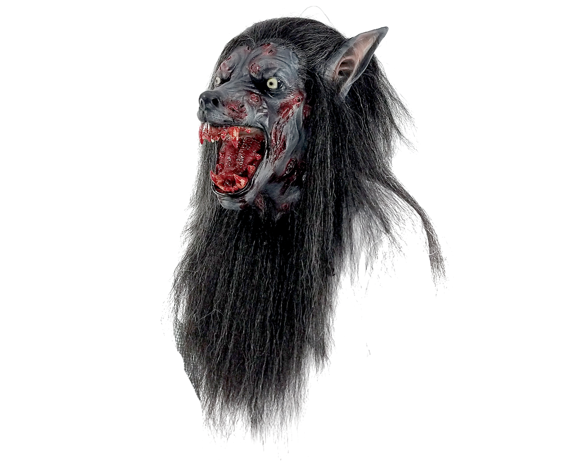 Máscara Negro Lobo Ghoulish - Disfraz de Látex, Kanekalon para Halloween y Día de Muertos