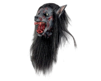 Máscara Negro Lobo Ghoulish - Disfraz de Látex, Kanekalon para Halloween y Día de Muertos