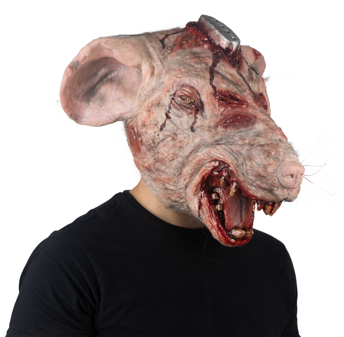 Máscara RT.T 418 Laboratorio Rata Ghoulish - Disfraz de Látex, Pelox, Hilo Cañamo para Halloween y Día de Muertos