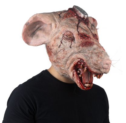 Máscara RT.T 418 Laboratorio Rata Ghoulish - Disfraz de Látex, Pelox, Hilo Cañamo para Halloween y Día de Muertos
