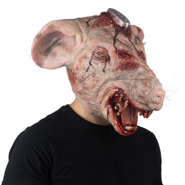 Máscara RT.T 418 Laboratorio Rata Ghoulish - Disfraz de Látex, Pelox, Hilo Cañamo para Halloween y Día de Muertos