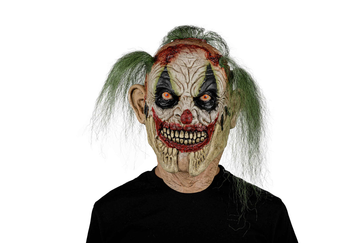 Máscara Agrietado Payaso Ghoulish - Disfraz de Látex, Kanekalon para Halloween y Día de Muertos