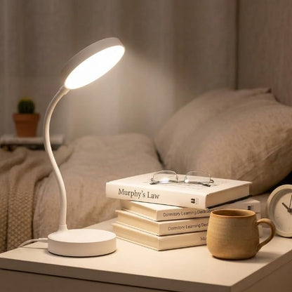 Lampara de Escritorio LED, Lámpara de Oficina Mesa, 360° Ajustable, Luz de Lectura Recargable, 3 Modos de Iluminación, Atenuación Táctil, Protección Ocular, para Trabajar, Estudiar, Leer, Escribir