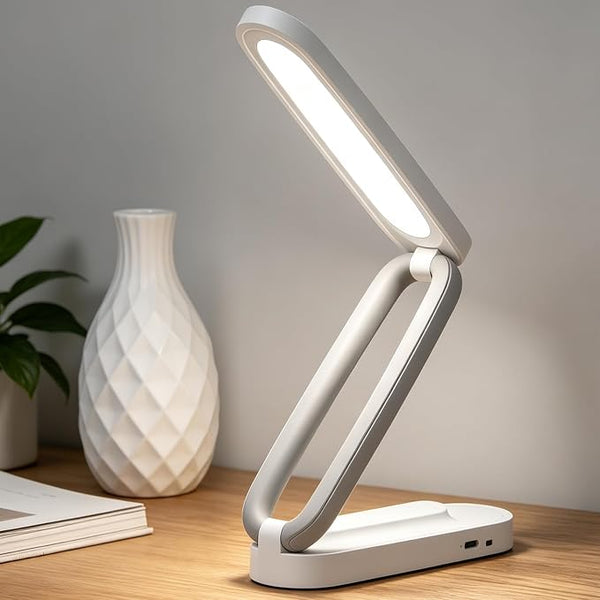 Lampara de Escritorio LED, Lámpara de Oficina Mesa, Luz de Lectura Recargable, 3 Modos de Iluminación, Atenuación Táctil, para Trabajar, Estudiar, Leer, Escribir