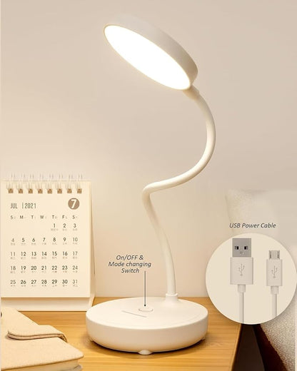 Lampara de Escritorio LED, Lámpara de Oficina Mesa, 360° Ajustable, Luz de Lectura Recargable, 3 Modos de Iluminación, Atenuación Táctil, Protección Ocular, para Trabajar, Estudiar, Leer, Escribir