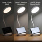 Lampara de Escritorio LED, Lámpara de Oficina Mesa, 360° Ajustable, Luz de Lectura Recargable, 3 Modos de Iluminación, Atenuación Táctil, Protección Ocular, para Trabajar, Estudiar, Leer, Escribir
