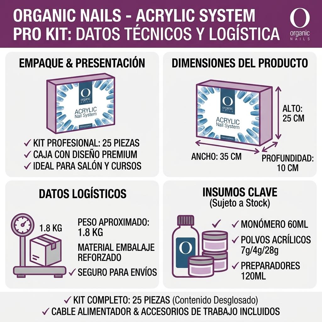 Kit Profesional para Aplicación de Uñas de Acrílico Pro Kit System Organic Nails