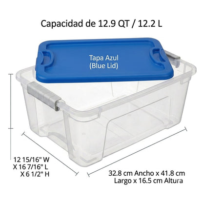 Kit Dúo Visión Total 2 Cajas 12.2L Transparentes con Broches de Seguridad Firmes para Hogar Organizado y Paz Mental