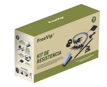 Kit 15 piezas de entrenamiento portatil para Pilates, Yoga, Gimnasio, para un entrenamiento en cualquier lugar - Bandas elásticas, Barra de Resistencia - Kit Portátil, Yoga, Pilates, Gimnasio