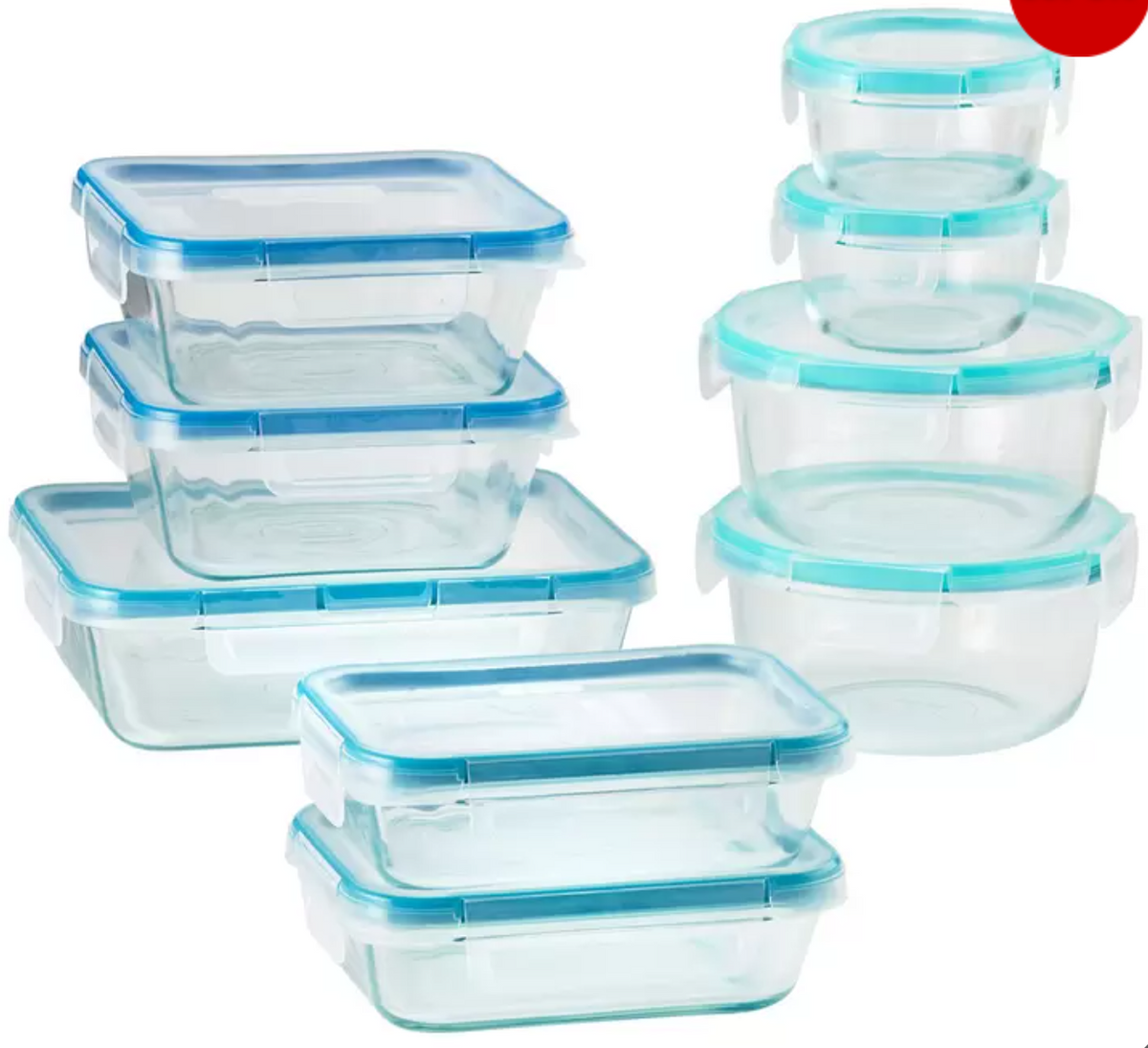 Recipientes de almacenamiento de alimentos de vidrio de 18 piezas, recipiente de vidrio para preparación de comidas previas, con tapa de sellado, adecuado para su uso en hornos microondas. Organizador para Refrigerador
