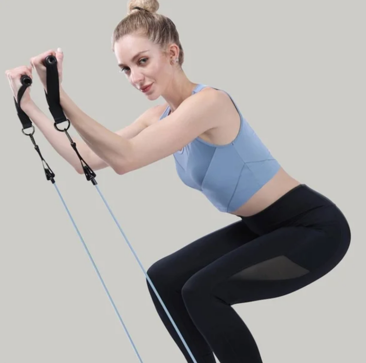 Kit 15 piezas de entrenamiento portatil para Pilates, Yoga, Gimnasio, para un entrenamiento en cualquier lugar - Bandas elásticas, Barra de Resistencia - Kit Portátil, Yoga, Pilates, Gimnasio