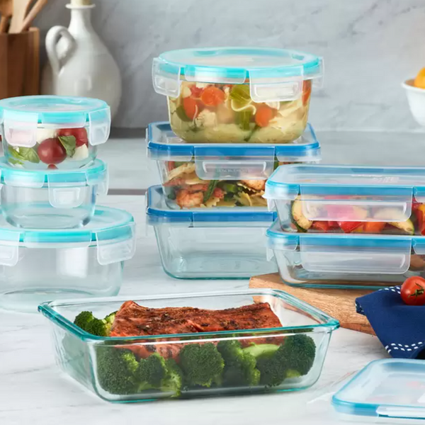 Recipientes de almacenamiento de alimentos de vidrio de 18 piezas, recipiente de vidrio para preparación de comidas previas, con tapa de sellado, adecuado para su uso en hornos microondas. Organizador para Refrigerador