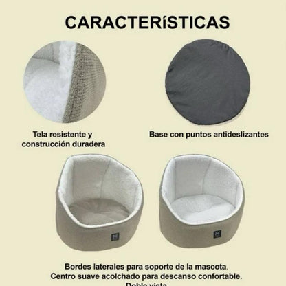 Cama para Mascota Pequeña 45 x 50 cm Color Café Ideal para perros de raza pequeña o gatos Cómoda y Duradera