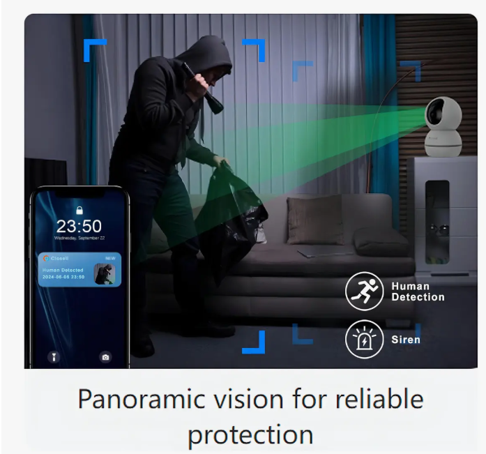 360° Cámara De Seguridad Con Llamada De Voz Bidireccional Ptz Inalámbrica Para Interiores