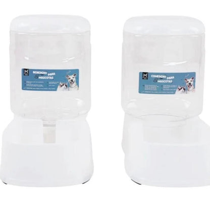 Comedero y Bebedero para Mascotas - Grande Color Blanco