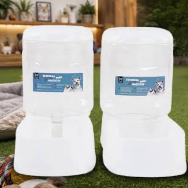 Comedero y Bebedero para Mascotas - Grande Color Blanco