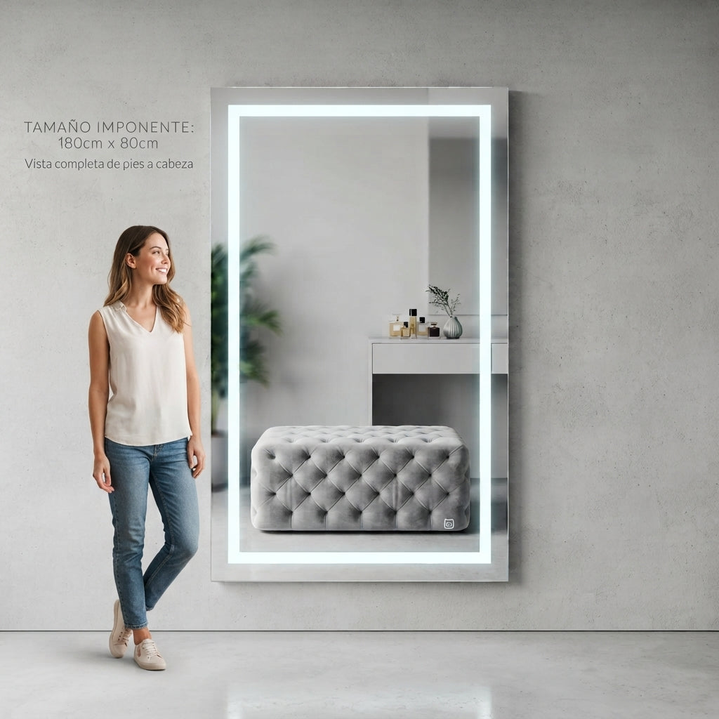 Espejo de Cuerpo Completo con Luz LED 180x80 cm | Espejo Rectangular Tactil