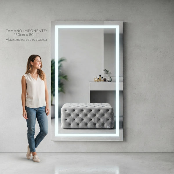 Espejo de Cuerpo Completo con Luz LED 180x80 cm | Espejo Rectangular Tactil
