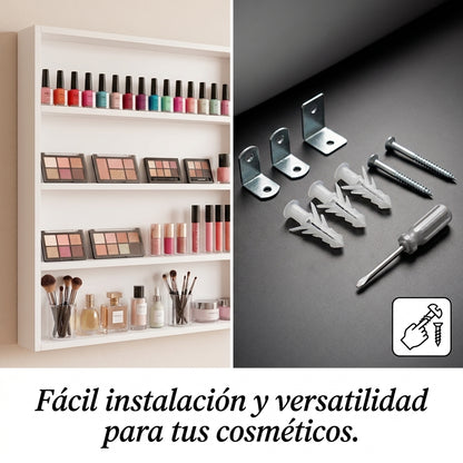 Esmaltero Organizador de Pared para Uñas 120x80 cm | Anaquel Flotante para Esmaltes de 8 Niveles PREMIUM