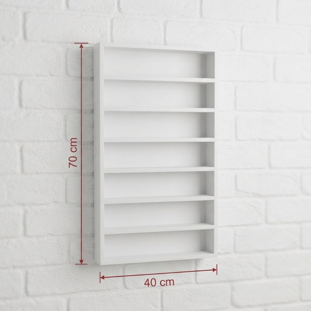 Esmaltero Organizador de Pared para Uñas 70x40 cm | Anaquel Flotante para Esmaltes de 7 Niveles
