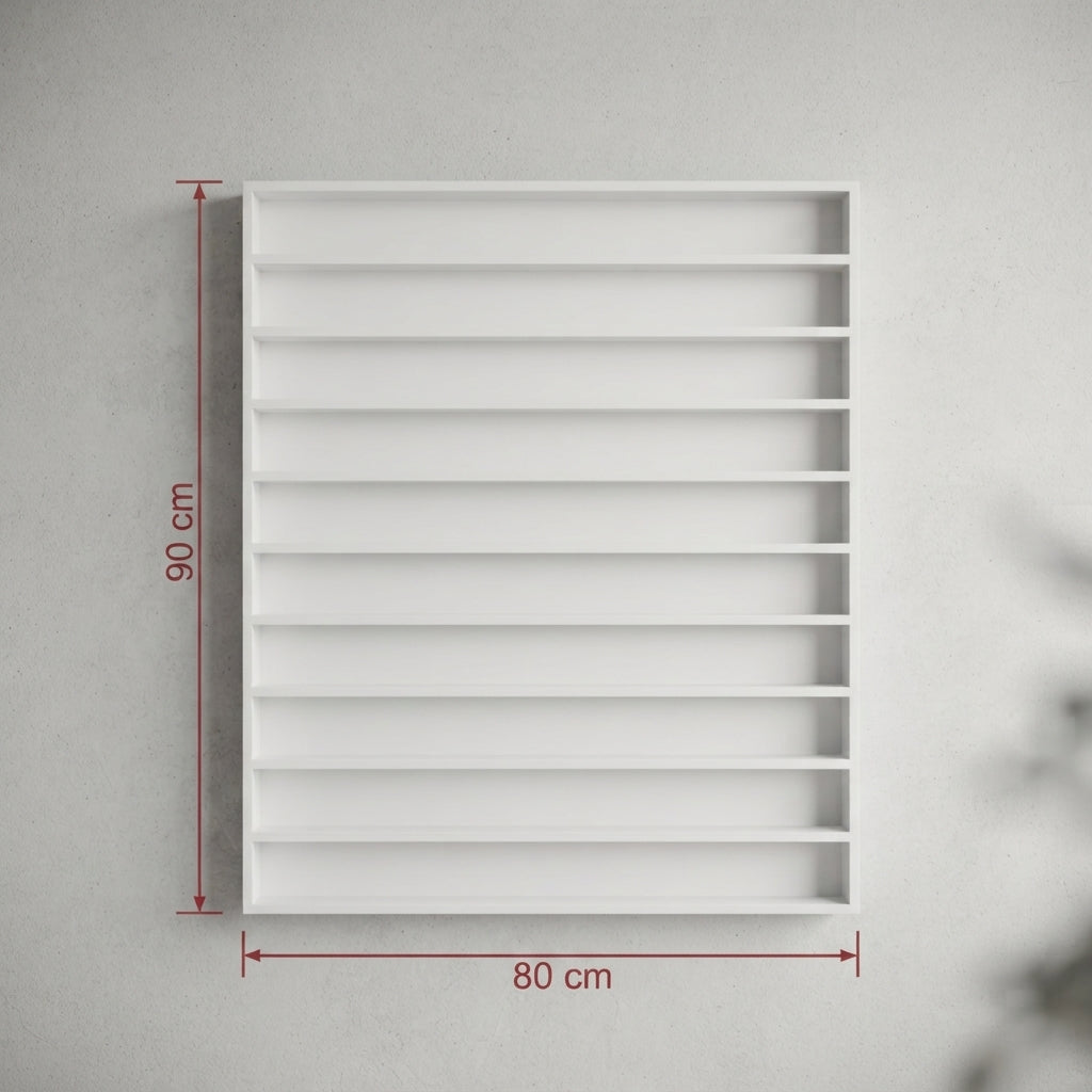 Esmaltero Organizador de Pared para Uñas 90x80 cm | Anaquel Flotante para Esmaltes de 10 Niveles PREMIUM