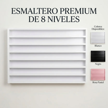 Esmaltero Organizador de Pared para Uñas 120x80 cm | Anaquel Flotante para Esmaltes de 8 Niveles PREMIUM