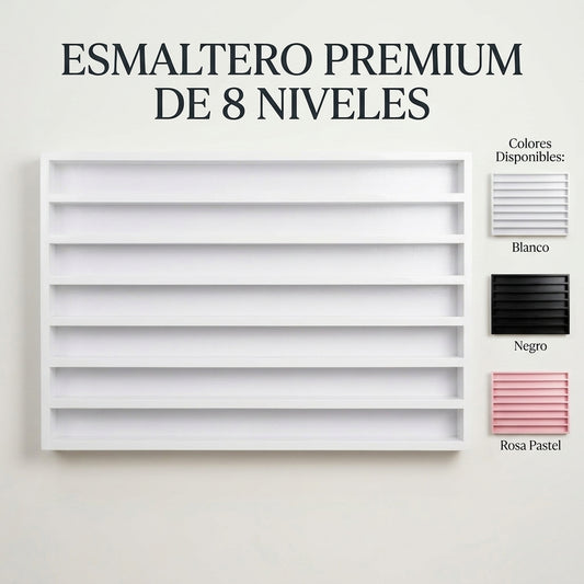 Esmaltero Organizador de Pared para Uñas 120x80 cm | Anaquel Flotante para Esmaltes de 8 Niveles PREMIUM