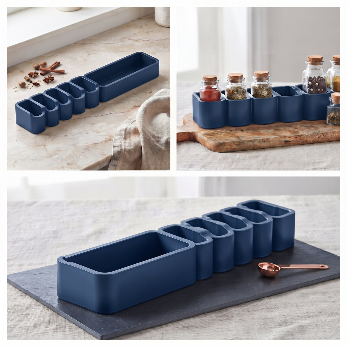 Organizador de Especias para Cocina de Plástico Multiusos (24.7 x 5.3 x 7.8 cm)