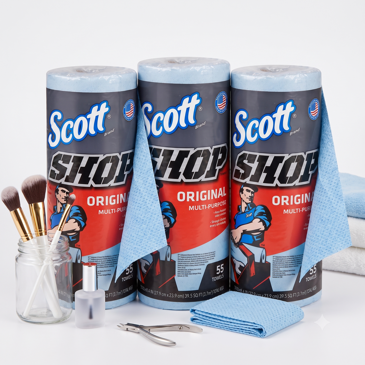 3 Rollos de Toallas Scott desechables multiusos, 165 Piezas para limpiar cualquier superficie sucia