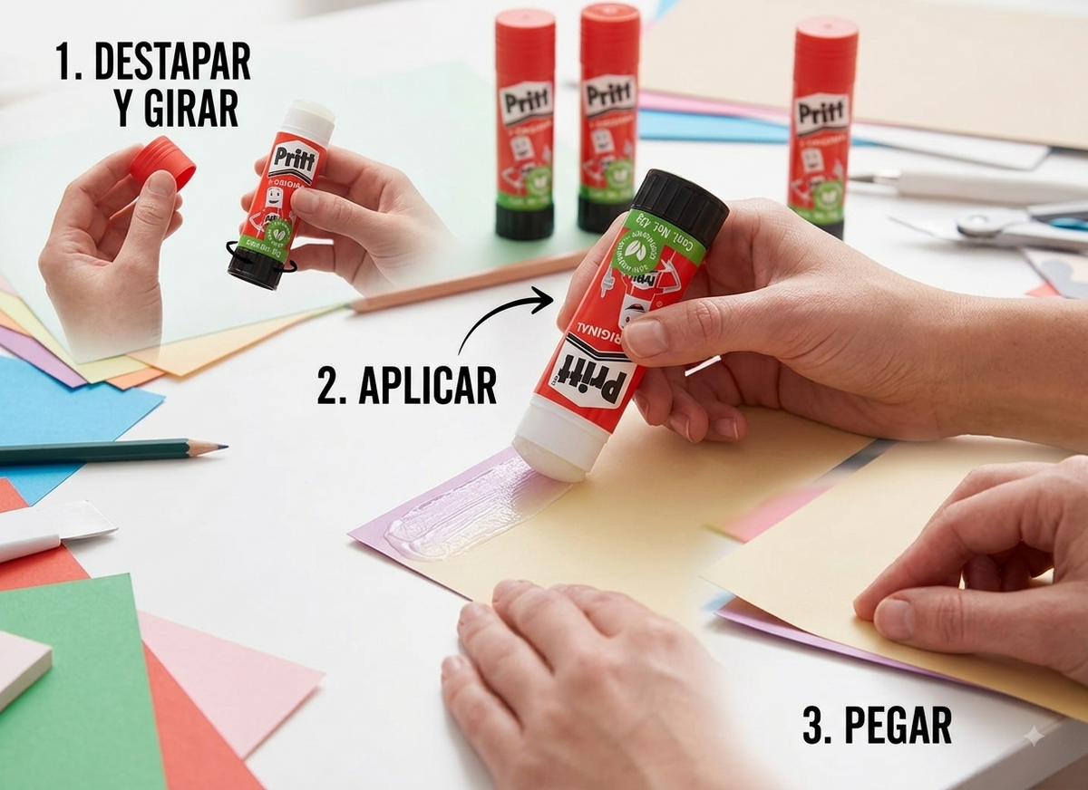Pritt Pegamento Lápiz Adhesivo Original Tubo 42g con 5 Piezas 100% Natural y Fuerte para Uso Diario Confiable y Duradero