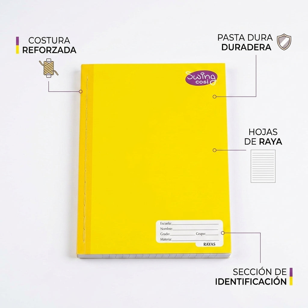 Kit 6 Cuadernos Cosidos Swing Cosi Raya - Libretas Escolares Diferentes Colores Pasta Resitente