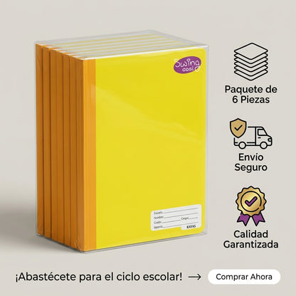 Kit 6 Cuadernos Cosidos Swing Cosi Raya - Libretas Escolares Diferentes Colores Pasta Resitente