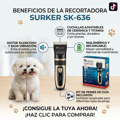 Recortadora para Mascotas Surker SK-636 ️ | Grooming Fácil en Casa