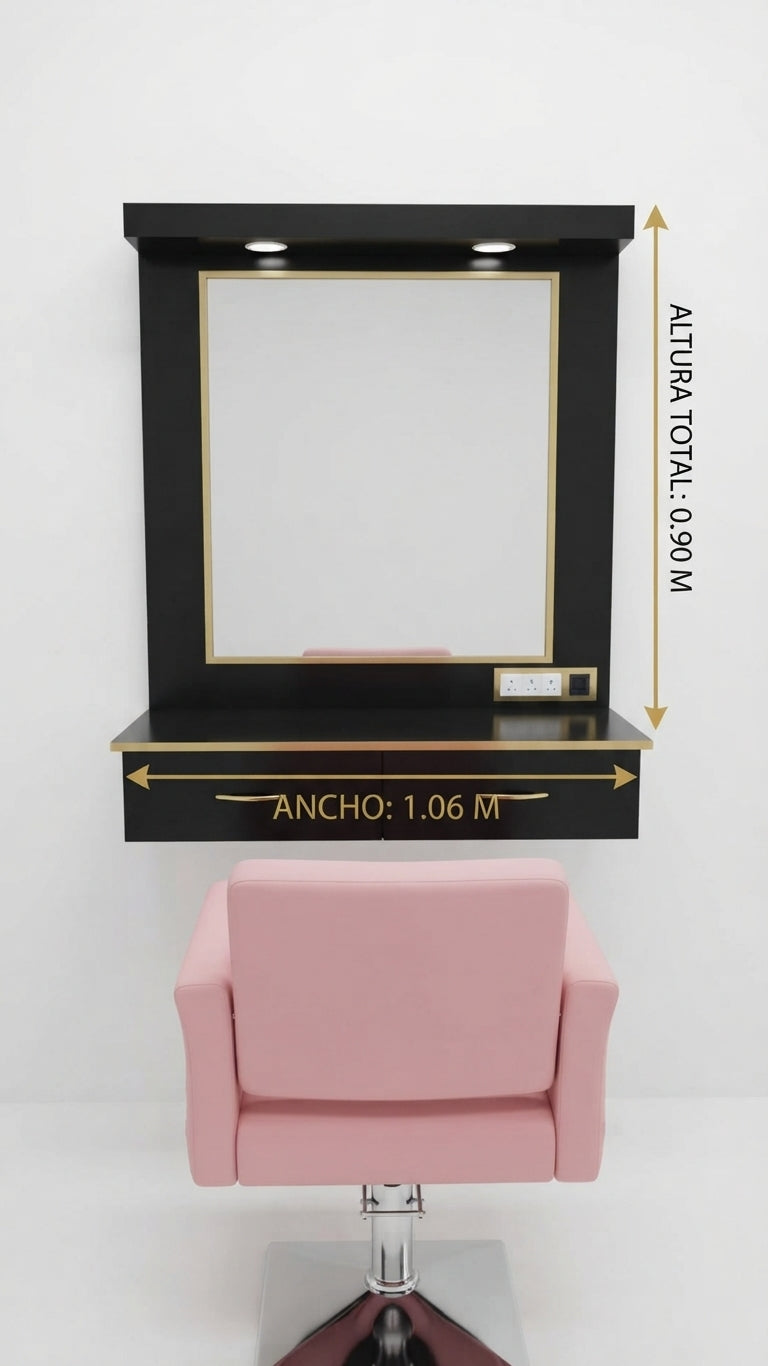 Estación de Belleza de Lujo "Glamour Gold" – Tocador Profesional con Iluminación LED y Cajoneras Reforzadas