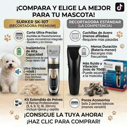 Recortadora De Pelo Para Mascotas Surker SK-107 Inalámbrica USB ️